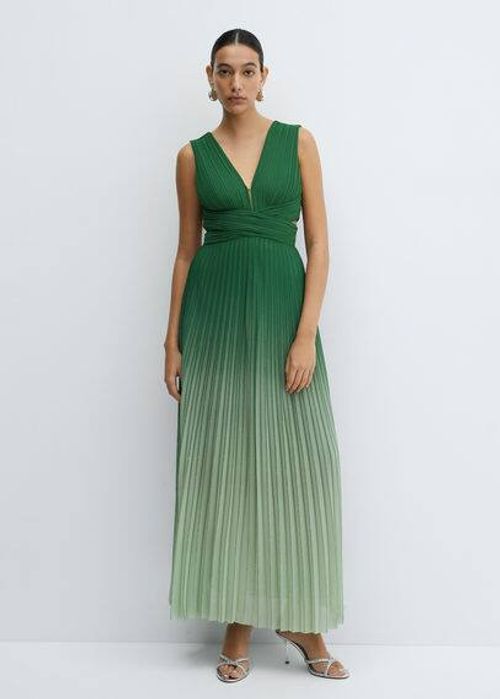 Pleated ombré dress green -...