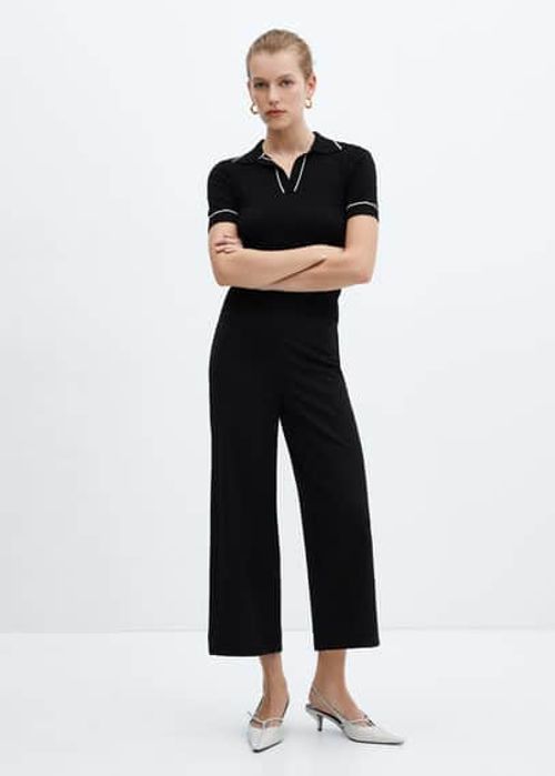 Elastic waist crop trousers...