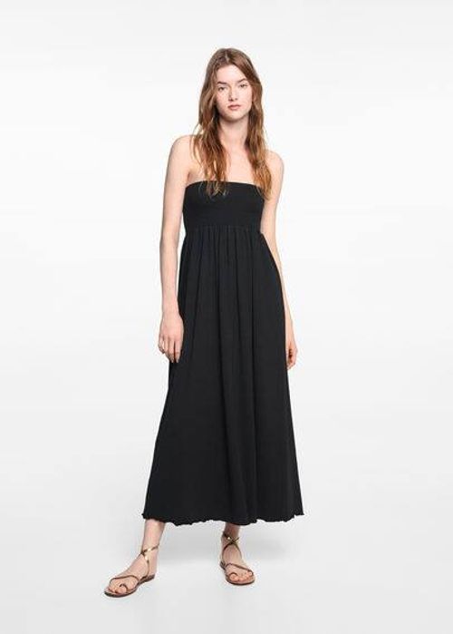 Ruched midi dress black -...