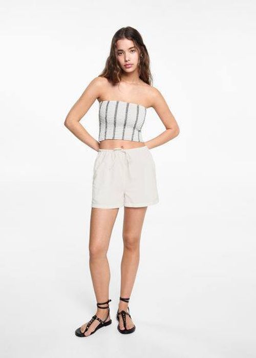 Bow linen short off white -...