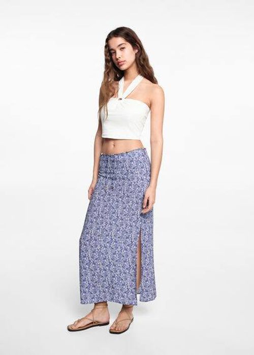 Printed midi skirt sky blue -...