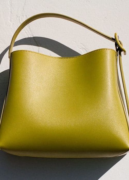 Shopper bag with buckle lime...