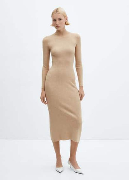 Perkins-neck ribbed dress...