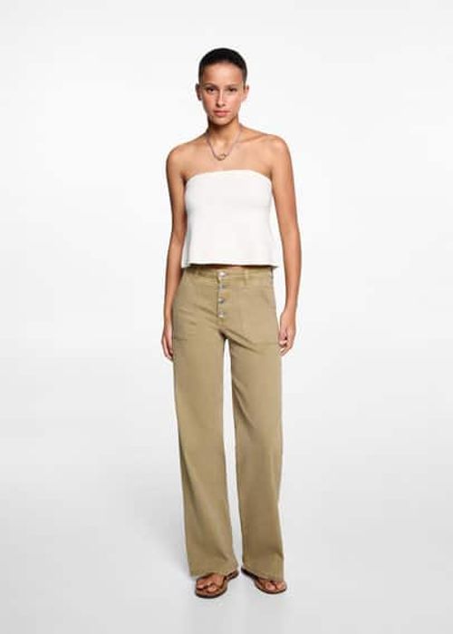 Buttons straight jeans khaki...