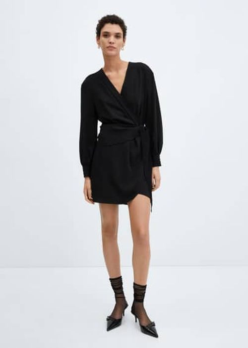 Bow wrap dress black - Woman...