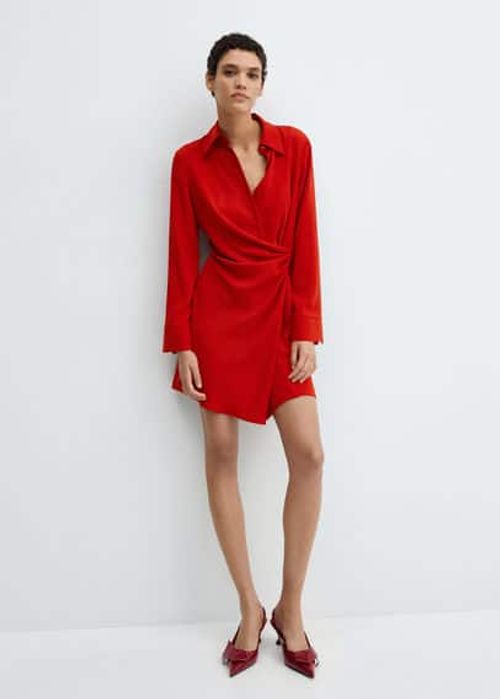 Draped wrap dress red - Woman...