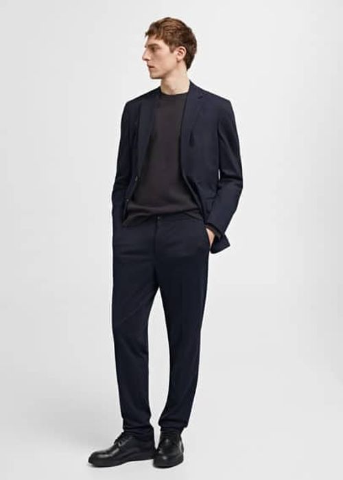 Slim-fit cotton suit trousers...