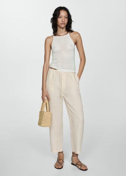 100% linen trousers ecru -...