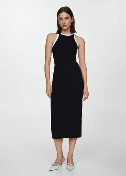 Contrast ribbed knit dress...