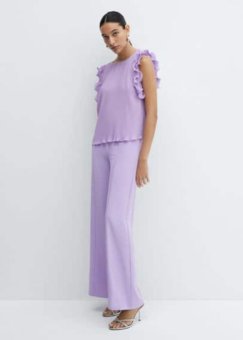 Ruffle pleated top lilac -...