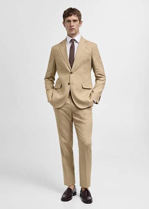 100% linen slim-fit suit...