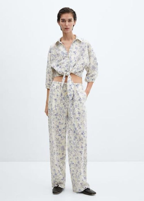 Printed cotton trousers blue...