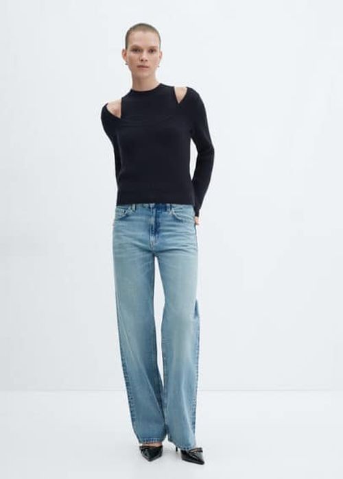 Ribbed knit top dark navy -...