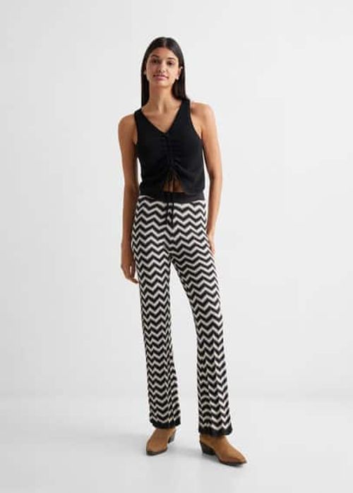 Printed trousers black -...