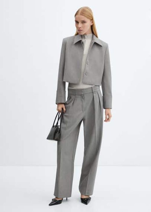 Pleated suit trousers grey -...