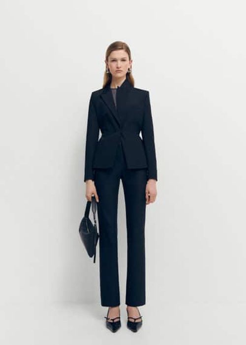 Side slit suit trousers black...