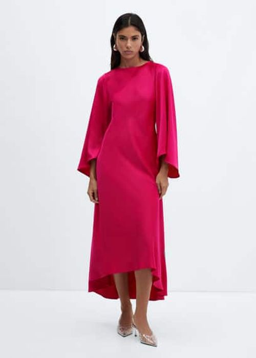 Flared-sleeve satin dress...