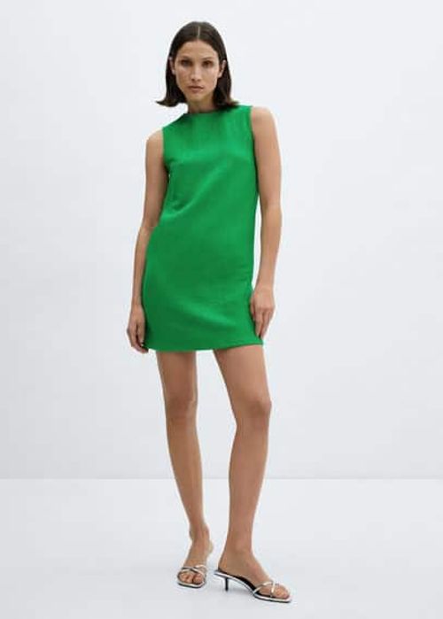 Textured short dress green -...