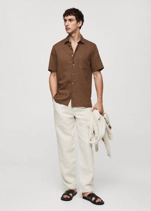 Regular-fit linen blend shirt...