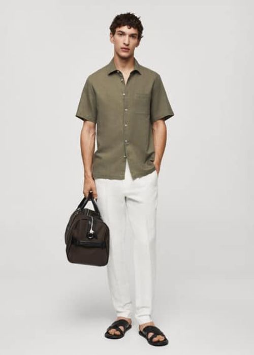 Regular fit linen blend shirt...