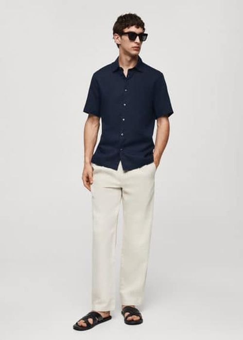 Regular-fit linen blend shirt...