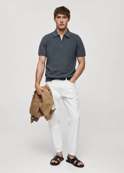 Cotton-knit polo shirt with...