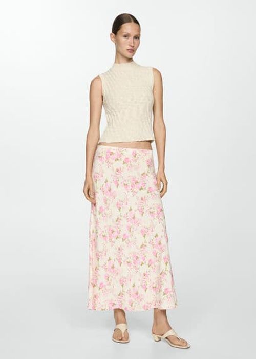 Floral long skirt off white -...