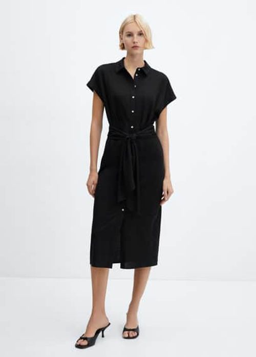 Bow shirt dress black - Woman...