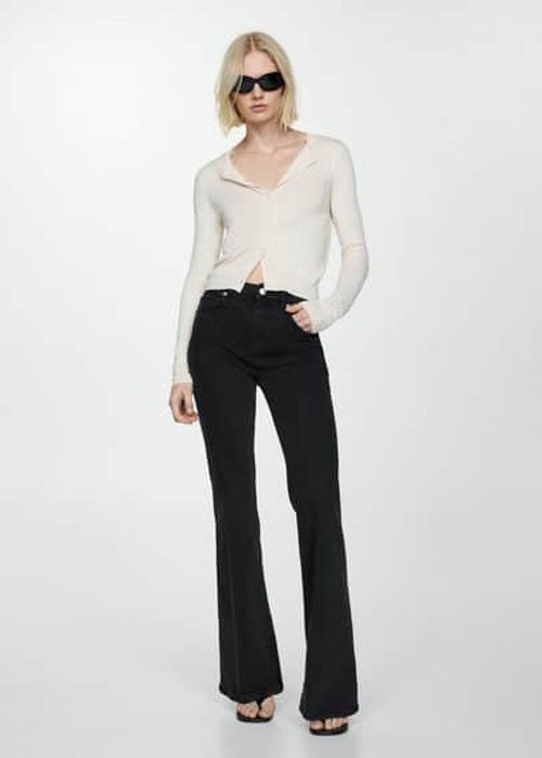 High-waist flared jeans black...