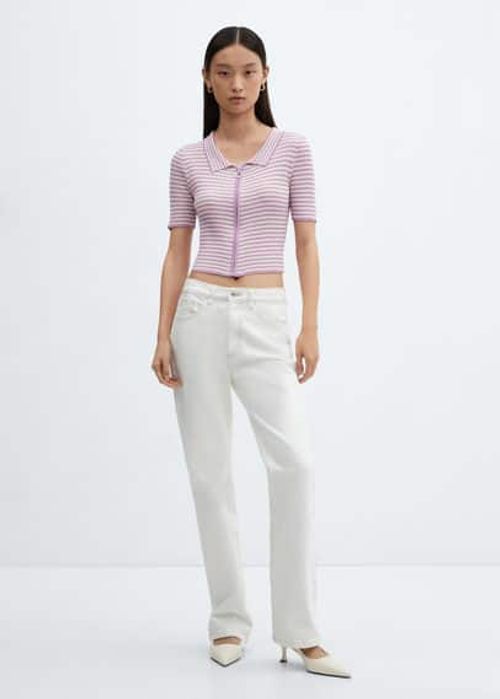 MANGO Straight Striped Jeans in Pink