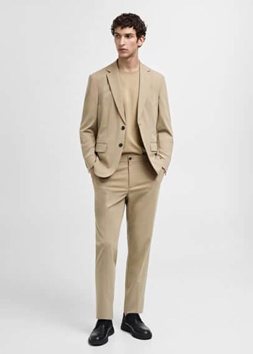 Slim-fit cotton suit trousers...