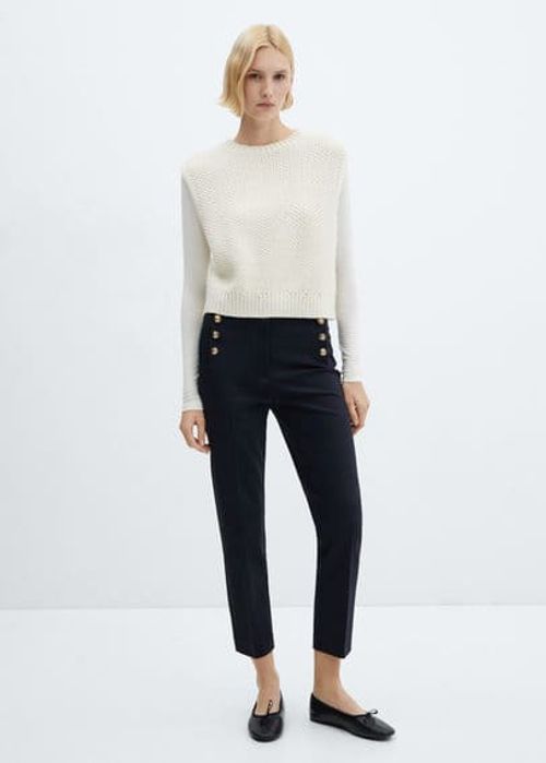 Cropped button trousers dark...