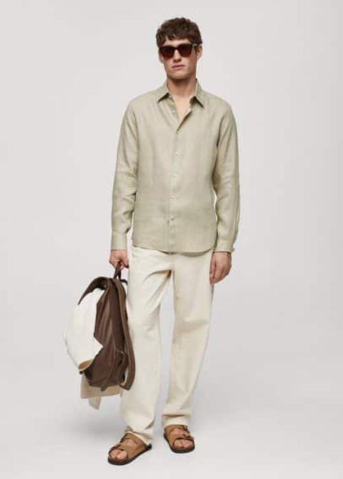 100% linen regular-fit shirt...