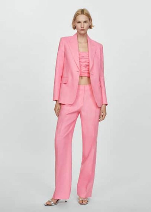 Blazer suit 100% linen pink -...