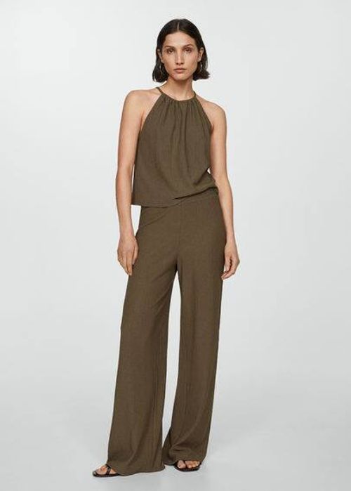 Ruched-texture top khaki -...