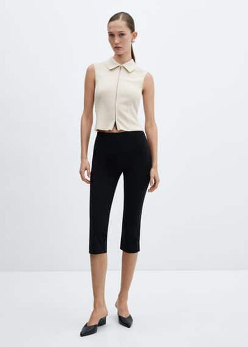 Crop top with zip ecru -...