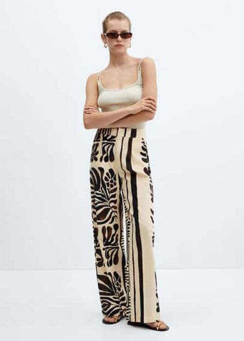 Printed cotton trousers brown...