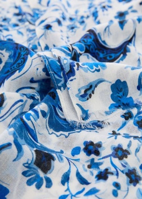 Floral print scarf blue -...