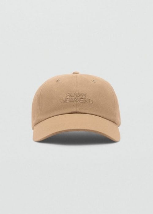 Embroidered message cap beige...