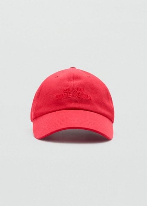 Embroidered message cap red -...