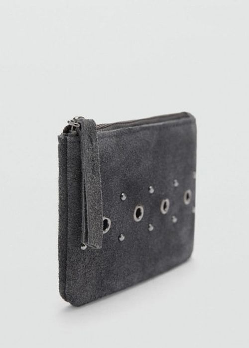 Leather purse charcoal -...