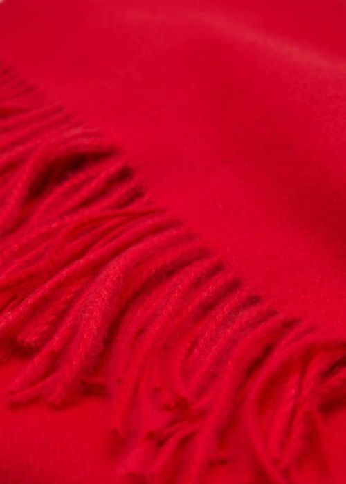 Fringed edge scarf red -...