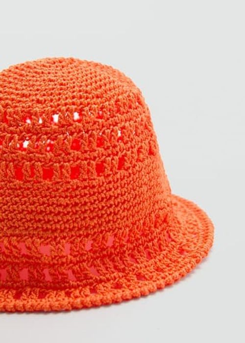 Crochet bucket hat orange -...