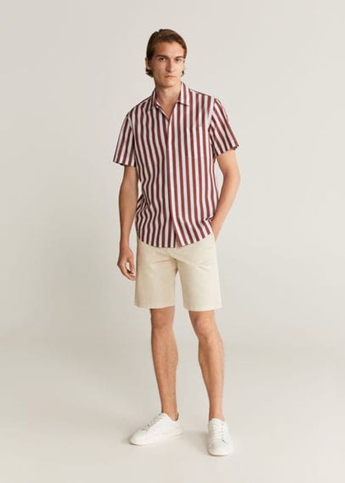 Regular fit striped cotton...