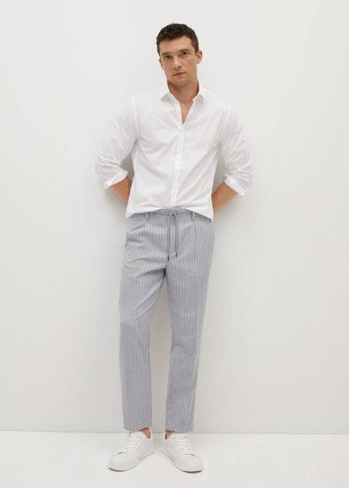 Tapered fit striped trousers