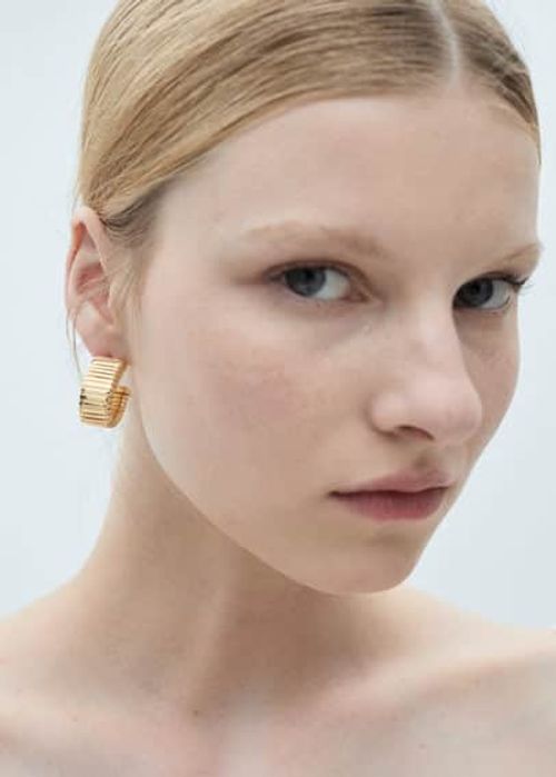 Textured hoop earrings gold -...