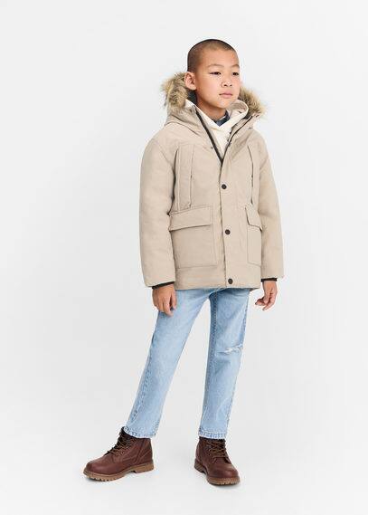 Mango furry hooded parka best sale