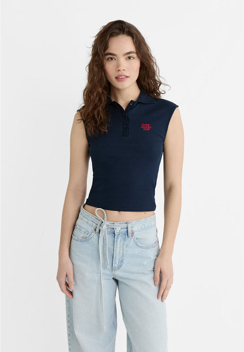 Stradivarius Embroidered polo...