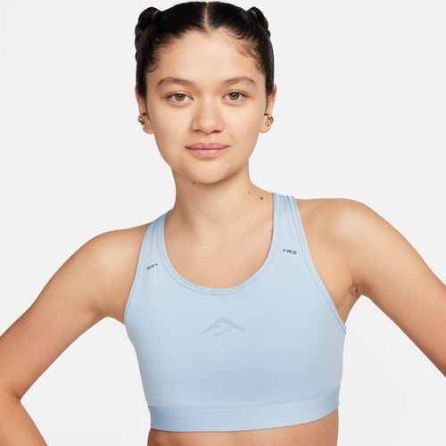 Nike Trail Swoosh On-the-Run Women's Medium-Support Lightly Lined Sports Bra - Blue - Polyester/elastane