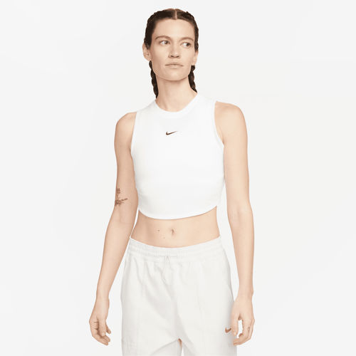 Nike Sportswear Chill Knit Women's Tight Cropped Mini-Rib Tank Top - White - Polyester/Lyocell/Elastane